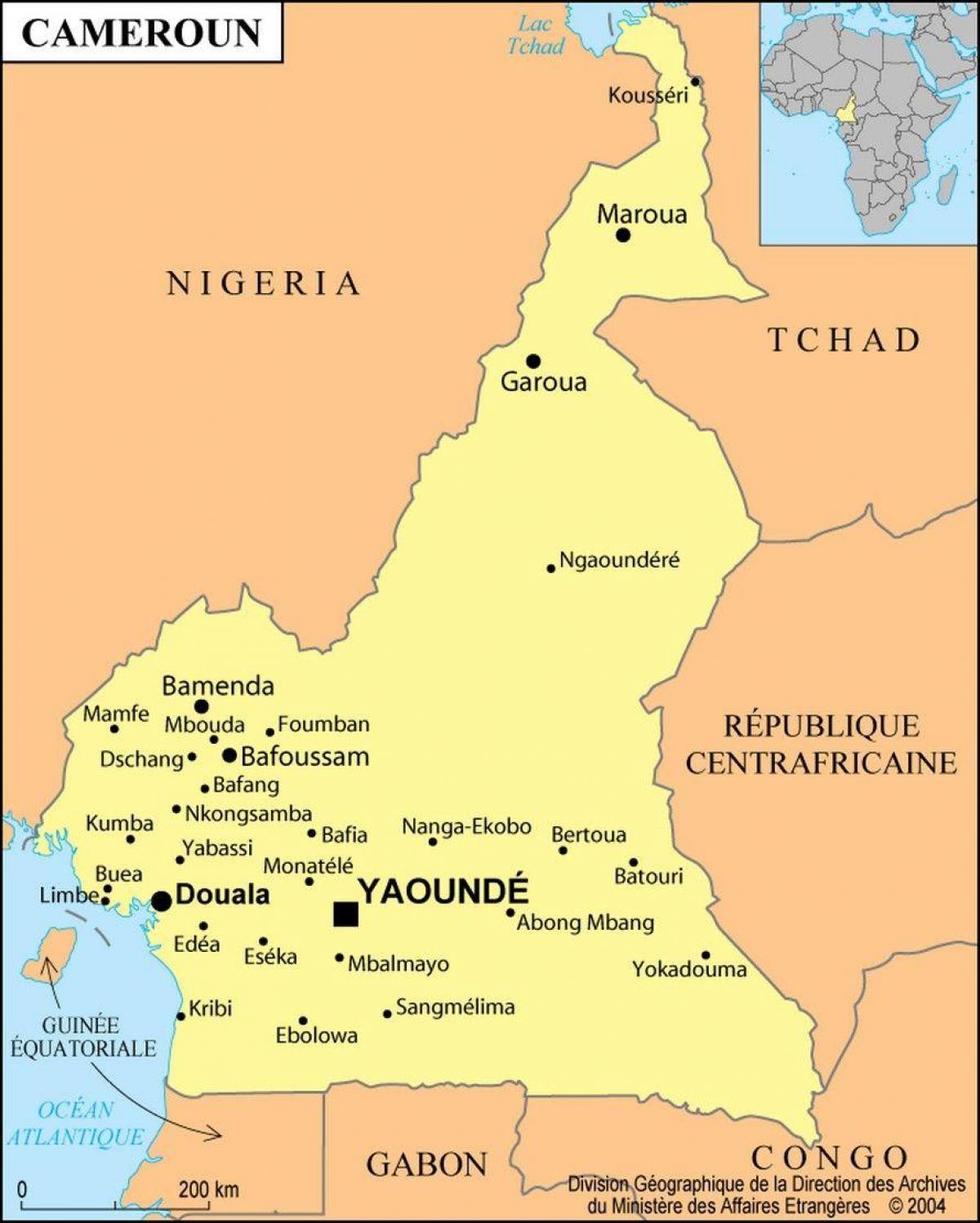 Karta över douala i Kamerun