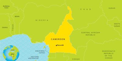 Karta över Kamerun och omgivande länder