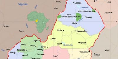 Kamerun karta med städer