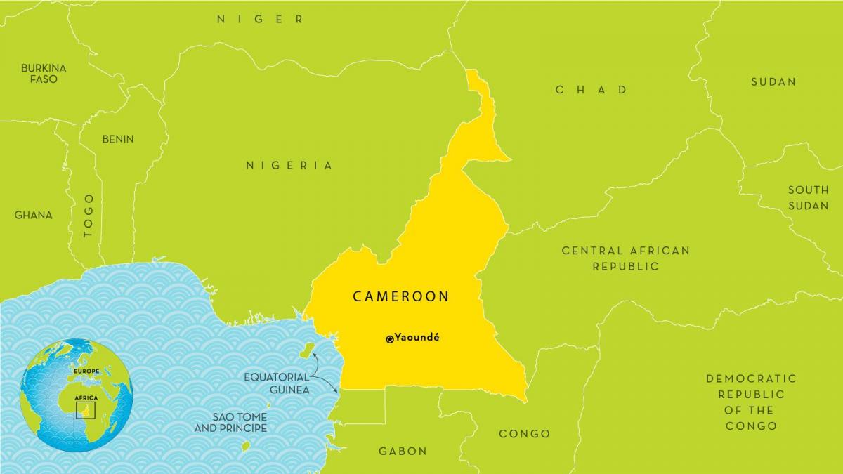 karta över Kamerun och omgivande länder