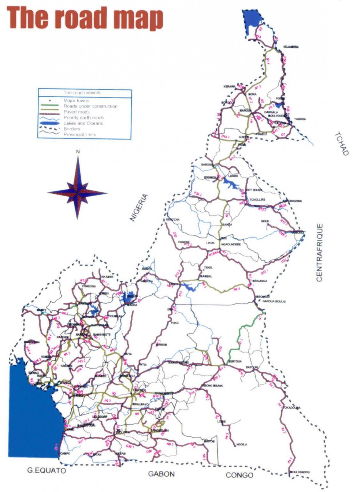 Karta över Kamerun road