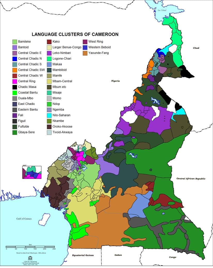 Karta över Kamerun språk