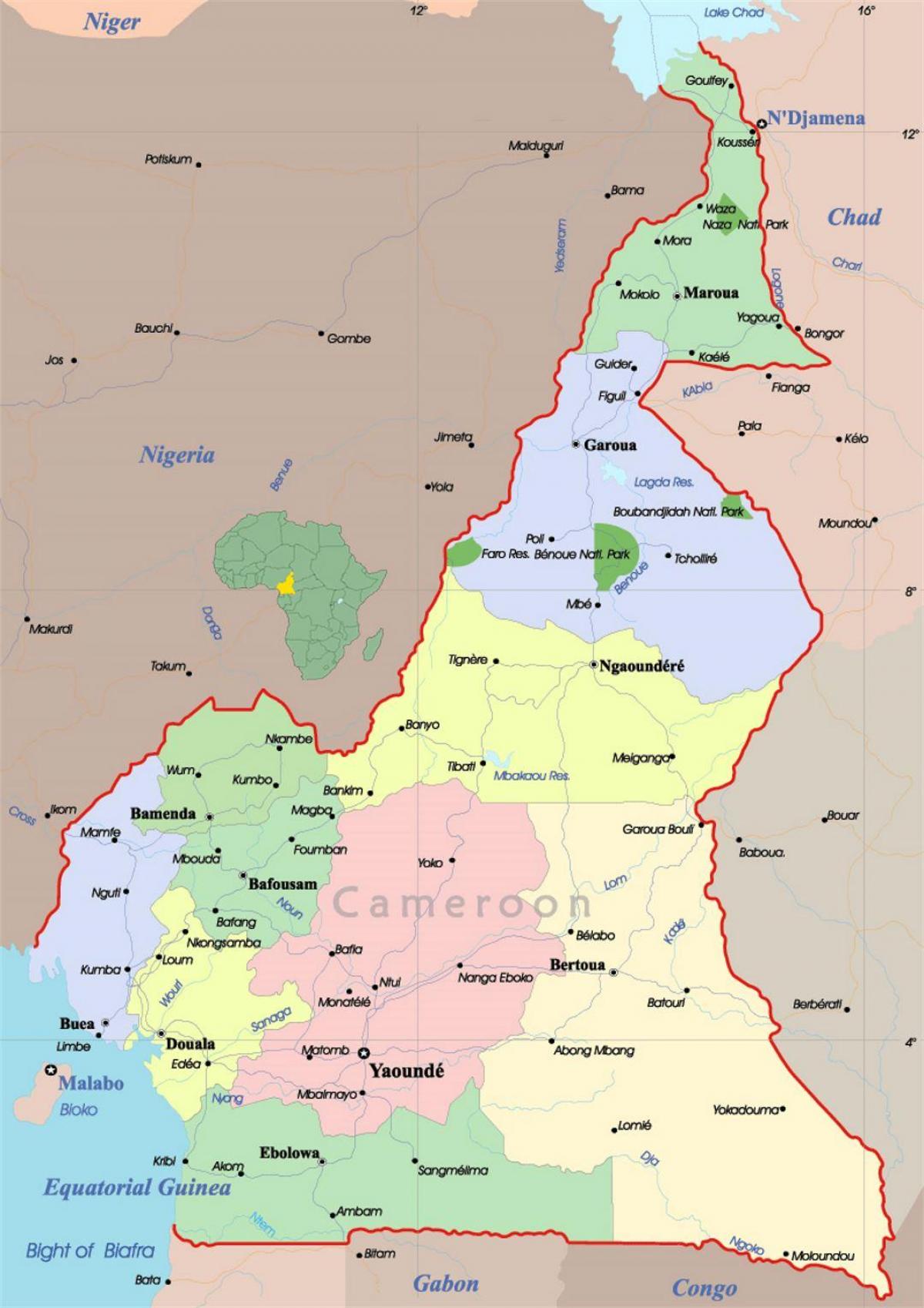 Karta över politiska cameroo