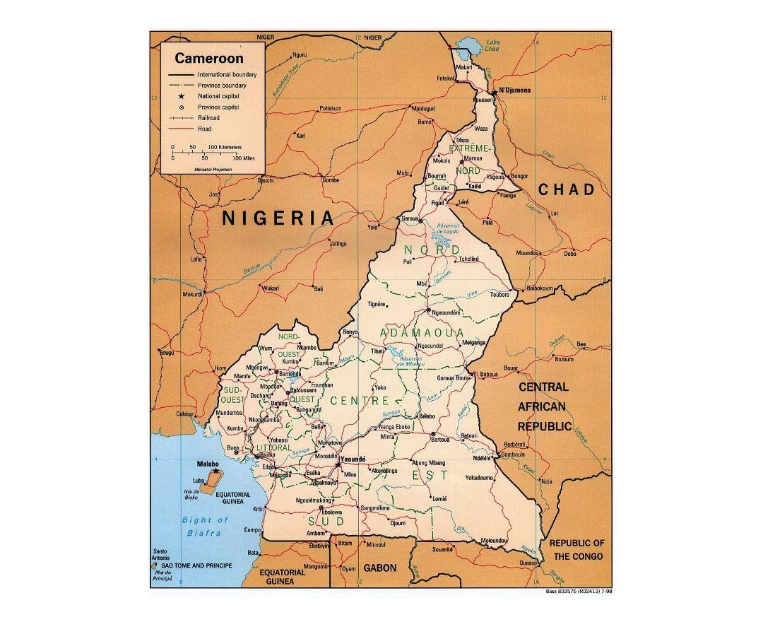 Karta över södra Kamerun