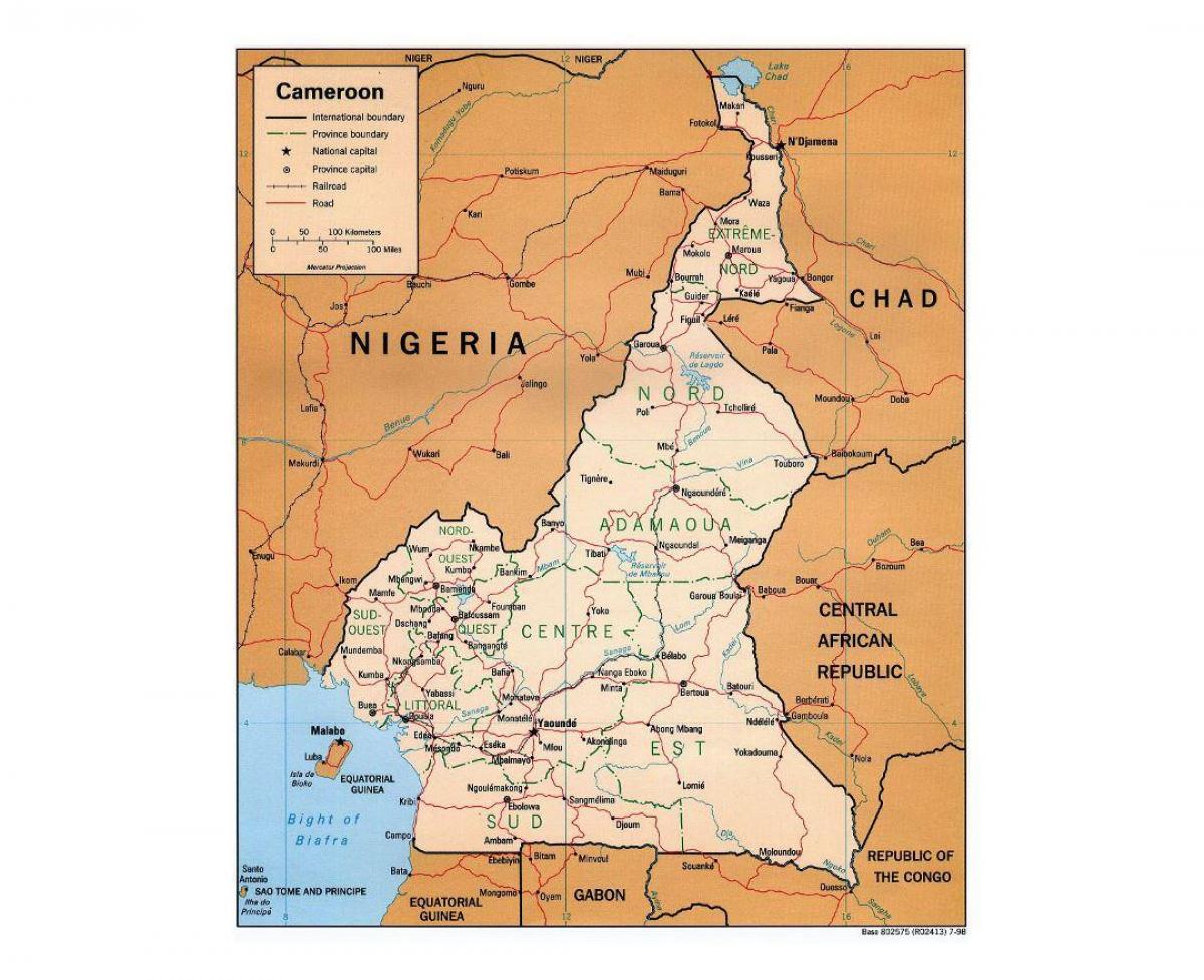 Karta över södra Kamerun