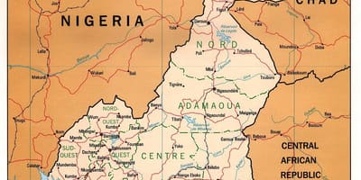 Fysisk karta över Kamerun