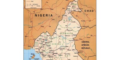Karta över södra Kamerun